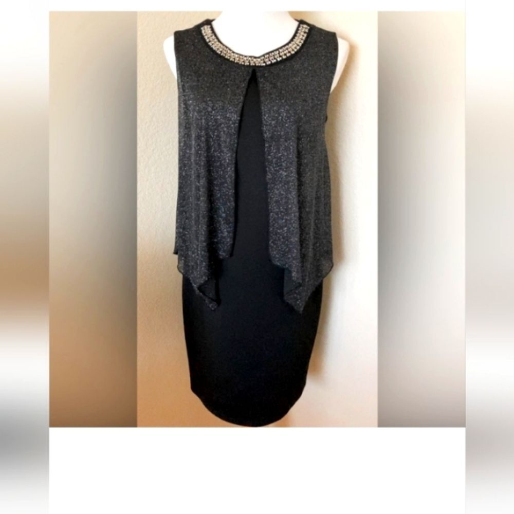 Enfocus Studio Womans Whimigoth Black Jewel Collar Dress 14W